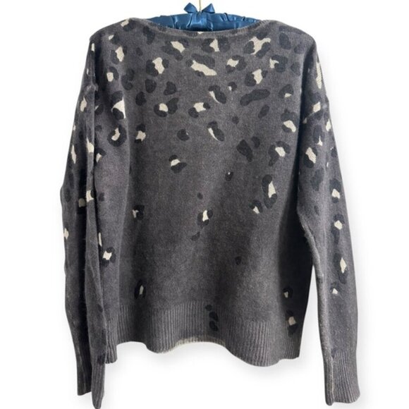 360 CASHMERE Tavi Leopard pattern lightweight 2ply Cashmere Sweater top grey XS - Picture 4 of 6